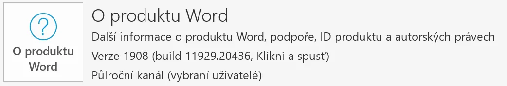 Snímek obrazovky k článku Jak přepnout aktualizační kanál v Microsoft 365 Apps pro velké organizace (1)