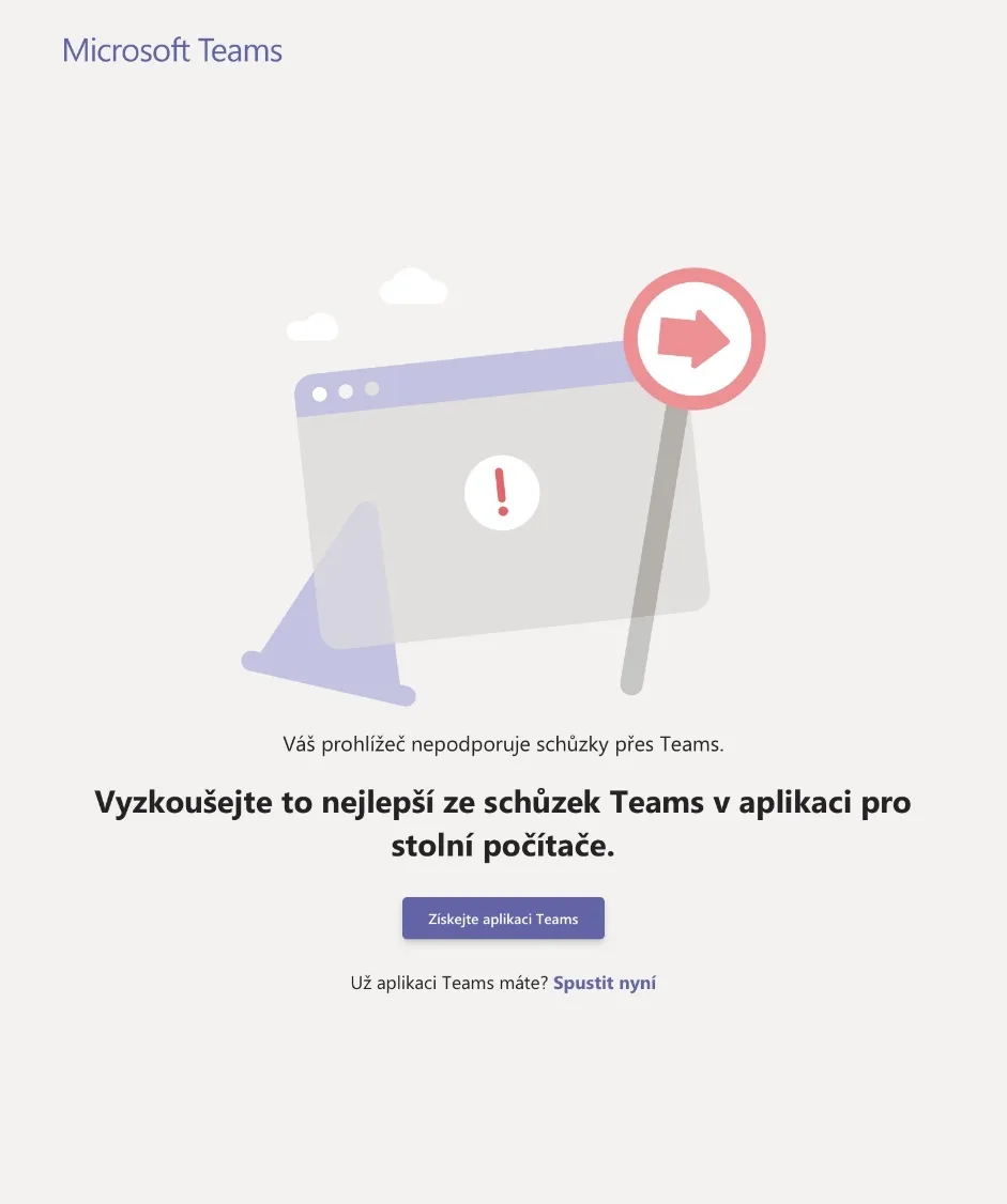 iOS bez nainstalované aplikace Teams.