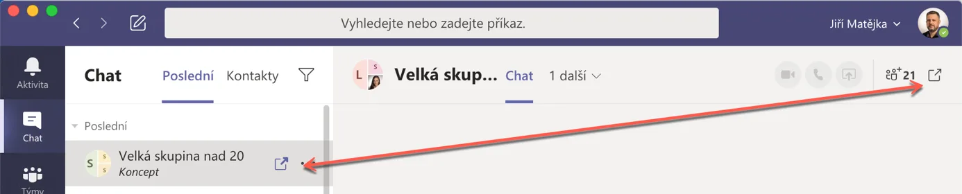 PopUp talčítka v chatu